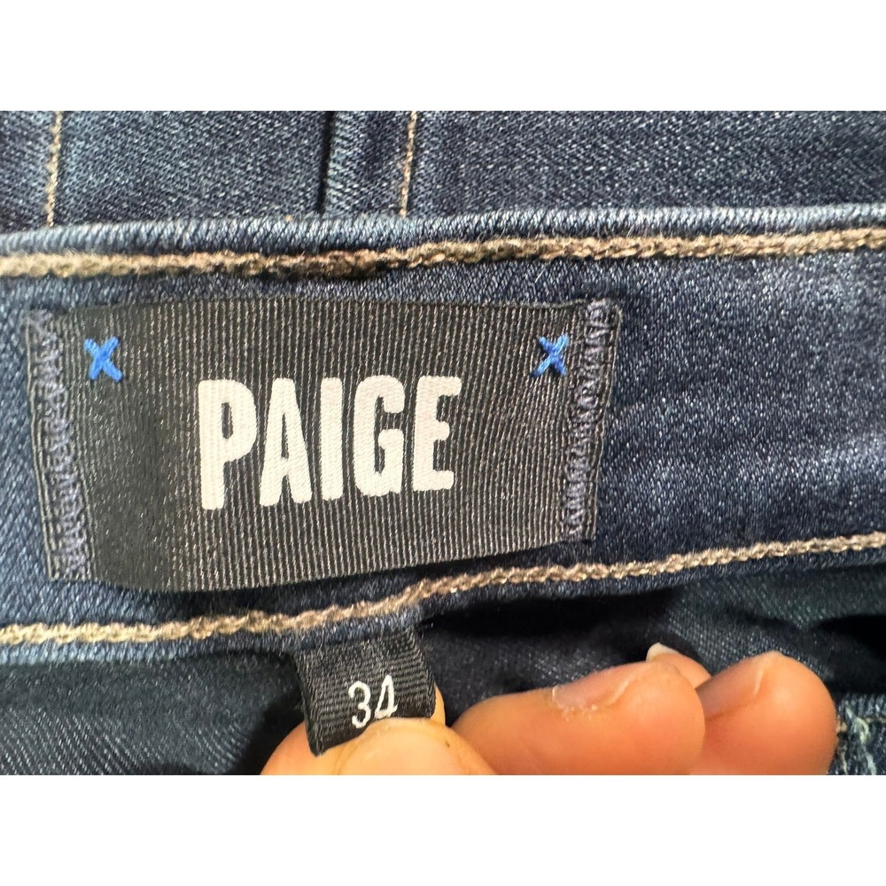 Paige Women Federal Slim Straight Leg Dark Wash Blue Denim Jeans Sz 34 Ultrasoft - Picture 8 of 12